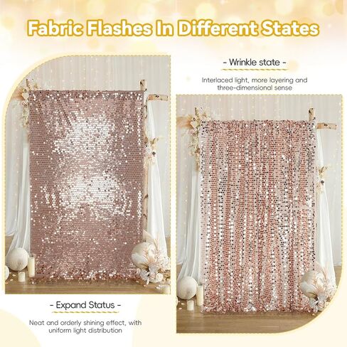 PartyDelight Sequin Wall Backdrop Gold Shiny Panels Shimmer Photography Props 4Ftx7Ft for Birthday Wedding Party Decoration in Saudi Arabia