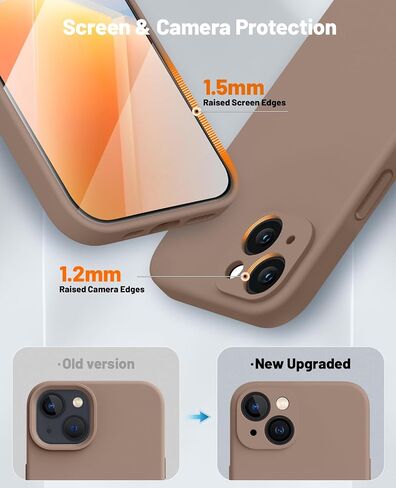 OTOFLY for iPhone 14 Case, Upgraded Silicone 14 Phone Case [2 Pack Screen Protectors][Camera Protection] Shockproof Women Men Girl Protective Case Cover for iPhone 14 6.1" - Light Brown in Saudi Arabia