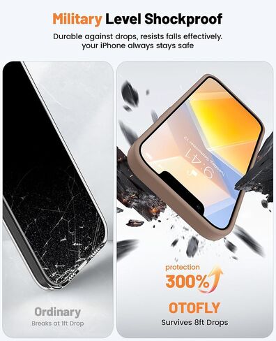 OTOFLY for iPhone 14 Case, Upgraded Silicone 14 Phone Case [2 Pack Screen Protectors][Camera Protection] Shockproof Women Men Girl Protective Case Cover for iPhone 14 6.1" - Light Brown in Saudi Arabia