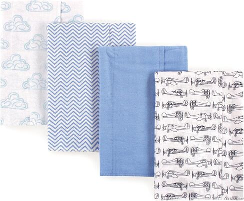 Hudson Baby Unisex Baby Cotton Flannel Burp Cloths, Happy Planets 4 Pack, One Size in Saudi Arabia