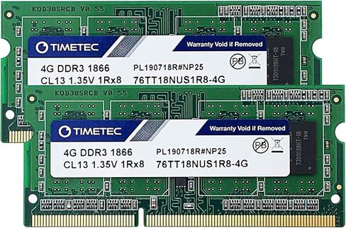Timetec 8GB KIT(2x4GB) DDR3L / DDR31866MHz PC3L-14900 / PC3-14900 Non-ECC Unbuffered 1.35V / 1.5V CL13 1Rx8 Single Rank 204 Pin SODIMM Laptop Notebook PC Computer Memory RAM Module Upgrade in Kuwait