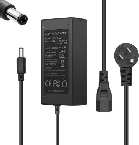 محول تيار متردد 12 فولت 5 أمبير تيار مستمر، محول تيار متردد 12 فولت 100-240 فولت 50-60 هرتز تيار متردد إلى تيار مستمر 12 فولت 5 أمبير، محول طاقة مع قابس مخرج تيار مستمر 5.5 مم × 2.5 مم، سلك طاقة تيار مستمر 3 أقدام + كابل طاقة تيار متردد 6 أقدام [9 أقدام] in Kuwait