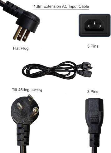 محول تيار متردد 12 فولت 5 أمبير تيار مستمر، محول تيار متردد 12 فولت 100-240 فولت 50-60 هرتز تيار متردد إلى تيار مستمر 12 فولت 5 أمبير، محول طاقة مع قابس مخرج تيار مستمر 5.5 مم × 2.5 مم، سلك طاقة تيار مستمر 3 أقدام + كابل طاقة تيار متردد 6 أقدام [9 أقدام] in Kuwait