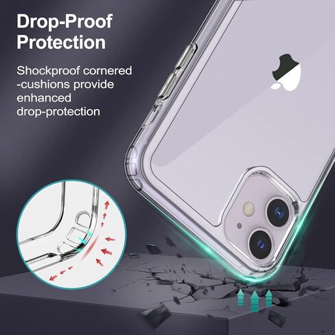 حافظة JETech لهاتف iPhone 11 مقاس 6.1 بوصة مع حامل، تدعم الشحن اللاسلكي، غطاء هاتف نحيف مقاوم للصدمات، مسند معدني ثلاثي الاتجاهات (شفاف) in Saudi Arabia