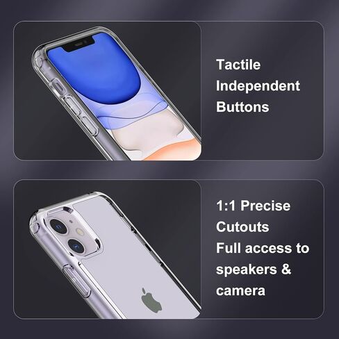 حافظة JETech لهاتف iPhone 11 مقاس 6.1 بوصة مع حامل، تدعم الشحن اللاسلكي، غطاء هاتف نحيف مقاوم للصدمات، مسند معدني ثلاثي الاتجاهات (شفاف) in Saudi Arabia