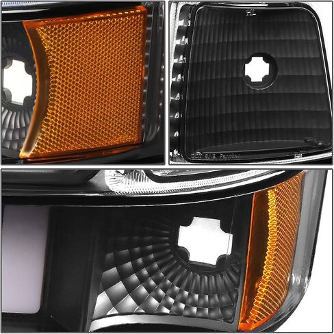 DNA MOTORING زوج من المصابيح الأمامية LED المزدوجة للجري متوافقة مع 92-96 F150 F250 F350 Bronco، أسود/مدخن، HL-LB-F15092-6P-BK-SM in Saudi Arabia