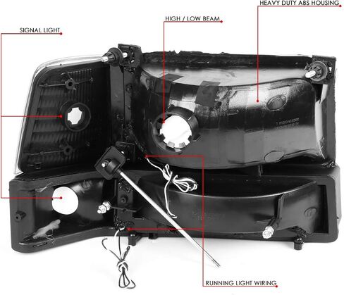 DNA MOTORING زوج من المصابيح الأمامية LED المزدوجة للجري متوافقة مع 92-96 F150 F250 F350 Bronco، أسود/مدخن، HL-LB-F15092-6P-BK-SM in Saudi Arabia