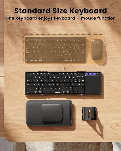 ProtoArc Foldable Keyboard with Touchpad, XK01 TP Folding Portable Keyboard, Full Size Keys, Large Trackpad Bluetooth Travel Keyboard for iPad, iPhone, Laptop PC - Purple Connect Button in Saudi Arabia