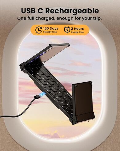 ProtoArc Foldable Keyboard with Touchpad, XK01 TP Folding Portable Keyboard, Full Size Keys, Large Trackpad Bluetooth Travel Keyboard for iPad, iPhone, Laptop PC - Purple Connect Button in Saudi Arabia