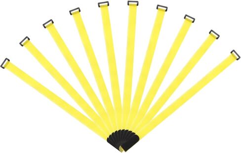 MECCANIXITY Fastening Hook and Loop Cable Tie 24 Inch x 1 Inch Reusable with Buckle Adjustable Multi-Purpose Wire Strap for Cord Management Yellow, Pack of 10 in Saudi Arabia