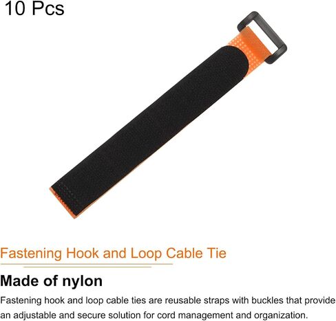 MECCANIXITY Fastening Hook and Loop Cable Tie 24 Inch x 1 Inch Reusable with Buckle Adjustable Multi-Purpose Wire Strap for Cord Management Yellow, Pack of 10 in Saudi Arabia