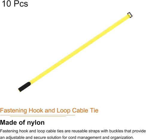MECCANIXITY Fastening Hook and Loop Cable Tie 24 Inch x 1 Inch Reusable with Buckle Adjustable Multi-Purpose Wire Strap for Cord Management Yellow, Pack of 10 in Saudi Arabia