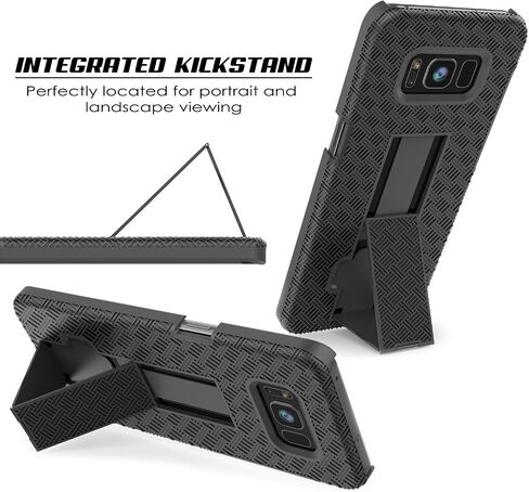 حافظة Punkcase Galaxy S8 مع واقي شاشة، ومشبك حزام ومسند مدمج غير قابل للانزلاق بطبقة مزدوجة من مادة TPU الهجينة لحماية كامل الجسم [مقاس نحيف] لهاتف Samsung Galaxy S8 Edge [أسود] in Saudi Arabia