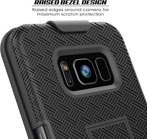 حافظة Punkcase Galaxy S8 مع واقي شاشة، ومشبك حزام ومسند مدمج غير قابل للانزلاق بطبقة مزدوجة من مادة TPU الهجينة لحماية كامل الجسم [مقاس نحيف] لهاتف Samsung Galaxy S8 Edge [أسود] in Saudi Arabia