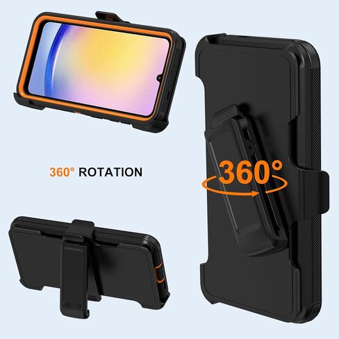 حافظة لهاتف سامسونج جالاكسي A25 5G مع مشبك حزام ومسند، حافظة متينة متعددة الطبقات لحماية الجسم بالكامل مع حزام حزام لهاتف سامسونج جالاكسي A25 5G 6.5 بوصة 2023 (أزرق داكن + أزرق) in Kuwait