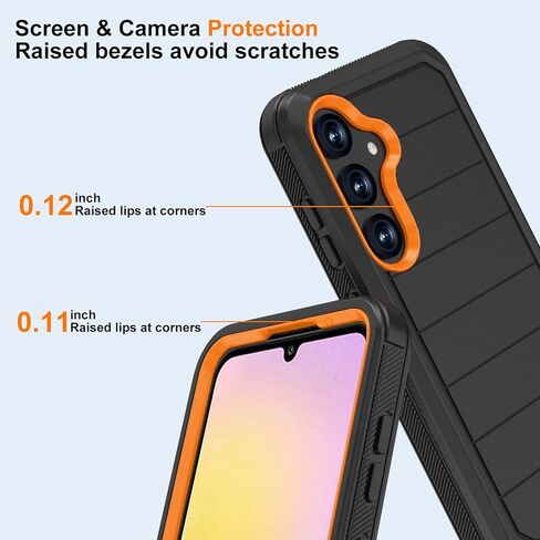 حافظة لهاتف سامسونج جالاكسي A25 5G مع مشبك حزام ومسند، حافظة متينة متعددة الطبقات لحماية الجسم بالكامل مع حزام حزام لهاتف سامسونج جالاكسي A25 5G 6.5 بوصة 2023 (أزرق داكن + أزرق) in Kuwait