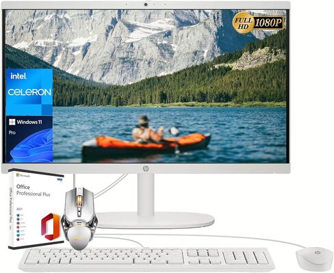 كمبيوتر مكتبي HP All-in-One الأحدث للأعمال، شاشة FHD مقاس 21.5 بوصة، Intel Celeron J4025، ذاكرة الوصول العشوائي 32 جيجابايت، 1 تيرابايت SSD، رسومات Intel UHD، Wi-Fi 6، Windows 11 Pro، مع ترخيص Microsoft Office وماوس مصمم in Saudi Arabia