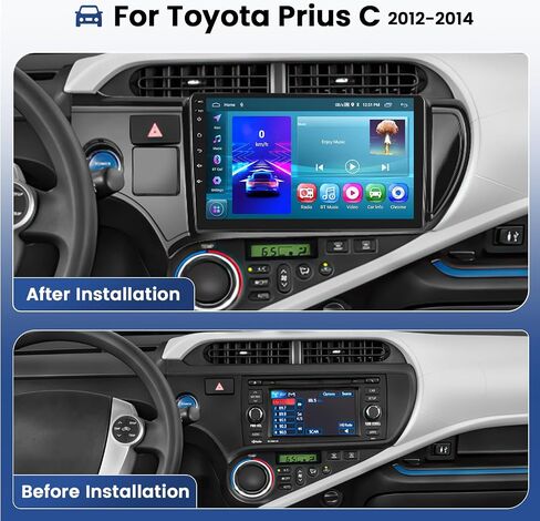 [2+64G] Hikity Android 13 Car Radio for Toyota Prius C 2012-2014 with Wireless Carplay/Android Auto, 9 Inch Touchscreen Stereo with GPS Navigation WiFi Bluetooth Backup Camera SWC FM/RDS in Saudi Arabia