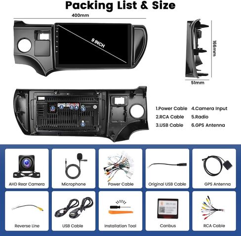 [2+64G] Hikity Android 13 Car Radio for Toyota Prius C 2012-2014 with Wireless Carplay/Android Auto, 9 Inch Touchscreen Stereo with GPS Navigation WiFi Bluetooth Backup Camera SWC FM/RDS in Saudi Arabia