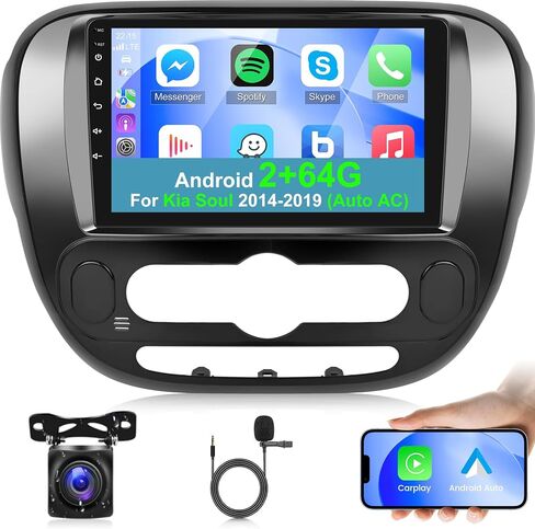 [2+64G] راديو سيارة Android 13 لسيارة Kia Soul 2014-2019 (Auto AC) مع Carplay اللاسلكي وAndroid Auto - شاشة ستيريو سيارة تعمل باللمس 9 بوصة - واجهة مستخدم متعددة/GPS/WiFi + كاميرا احتياطية AHD in Saudi Arabia