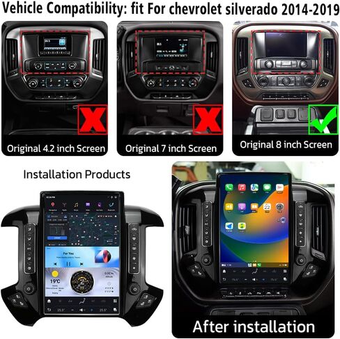 Android 13 Vertical Screen car Stereo for Chevrolet Silverado GMC Sierra 2013-2019 Radio Upgrade Replacement Head Unit Android auto Bluetooth carplay GPS Navigation (OEM 8-inch Screen) in Saudi Arabia