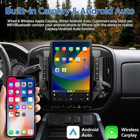 Android 13 Vertical Screen car Stereo for Chevrolet Silverado GMC Sierra 2013-2019 Radio Upgrade Replacement Head Unit Android auto Bluetooth carplay GPS Navigation (OEM 8-inch Screen) in Saudi Arabia