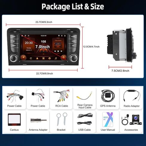 SIXTOP [2+64G] Android Car Stereo for Audi A3 S3 RS3 2003-2012 Upgrade Replacement Radio with Carplay Android Auto Mirror Link 30 Themes 7 inch Touchscreen Head Unit FM GPS Bluetooth+Backup Camera&MIC in Saudi Arabia