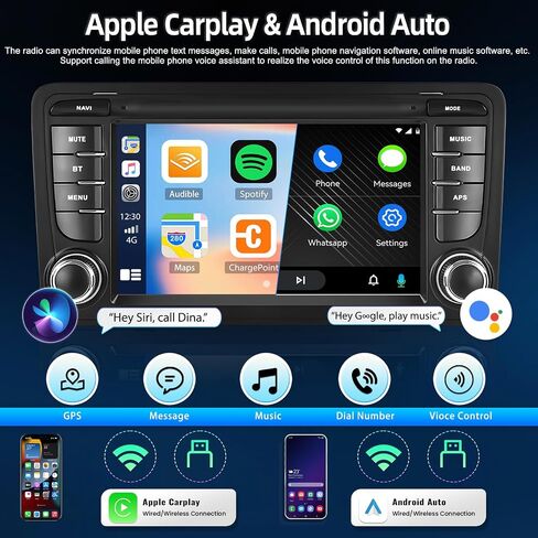 SIXTOP [2+64G] Android Car Stereo for Audi A3 S3 RS3 2003-2012 Upgrade Replacement Radio with Carplay Android Auto Mirror Link 30 Themes 7 inch Touchscreen Head Unit FM GPS Bluetooth+Backup Camera&MIC in Saudi Arabia