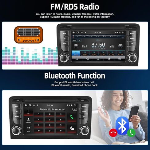 SIXTOP [2+64G] Android Car Stereo for Audi A3 S3 RS3 2003-2012 Upgrade Replacement Radio with Carplay Android Auto Mirror Link 30 Themes 7 inch Touchscreen Head Unit FM GPS Bluetooth+Backup Camera&MIC in Saudi Arabia
