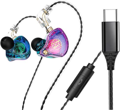 FEDAI DX2 in Ear Headphones,USB C Headphones,Type C Earbuds,Noise Isolating in Ear Headphones for Running/Gym/Workouts, USB Type C Headset with Microphone and 3-Button Remote(Type C,Purple) in Saudi Arabia