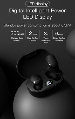 Acuvar Fully Wireless Bluetooth 5.0 Rechargeable iPX4 Water & Sweat Proof Earbud Headphones w Microphone, Touch Controls, Smart LCD Charging Case, 3D Stereo Bass and Noise Cancelling (Light Blue) in Kuwait