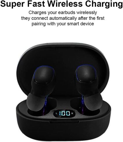 Acuvar Fully Wireless Bluetooth 5.0 Rechargeable iPX4 Water & Sweat Proof Earbud Headphones w Microphone, Touch Controls, Smart LCD Charging Case, 3D Stereo Bass and Noise Cancelling (Light Blue) in Kuwait