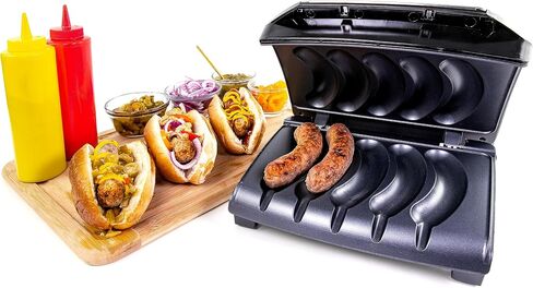 Homecraft Electric Sausage & Brat Grill with Oil Drip Tray, Carry Handle, and Cord Storage, up to 5 Links of Beef, Turkey, Chicken, Veggie Sausages, or Hot Dogs in Saudi Arabia