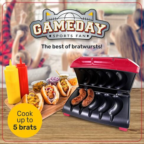 Homecraft Electric Sausage & Brat Grill with Oil Drip Tray, Carry Handle, and Cord Storage, up to 5 Links of Beef, Turkey, Chicken, Veggie Sausages, or Hot Dogs in Saudi Arabia