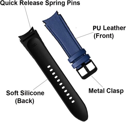 XIHAMA Watch Band Compatible for Samsung Galaxy Watch 6 40mm 44mm /Galaxy Watch 6 Classic 43mm 47mm Band, 20mm Quick Release Strap Soft Genuine Leather Hybrid Silicone Replacement Wristband for Galaxy Watch 6 5 4 in Saudi Arabia