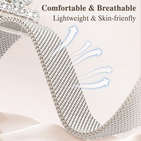 سوار معدني مغناطيسي متوافق مع أساور ساعة أبل للنساء 44 مم 40 مم 45 مم 41 مم 38 مم 42 مم 46 مم، حزام من الفولاذ المقاوم للصدأ على شكل حرف D بحلقة ميلانو لسلسلة iWatch 10 9 8 7 6 5 4 3 2 1 SE-Starlight in Kuwait