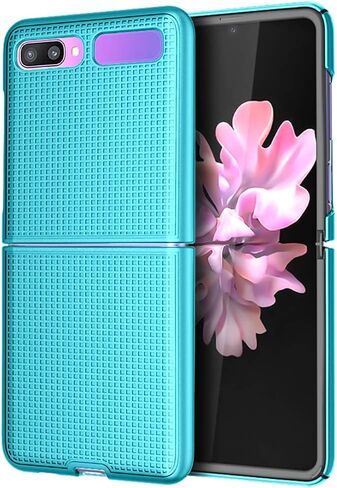 Nakedcellphone Case for Galaxy Z Flip, [Black] Protective Snap-On Cover [Grid Texture] for Samsung Galaxy Z Flip 5G Phone (SM-F700, SM-F707) 2020 in Saudi Arabia