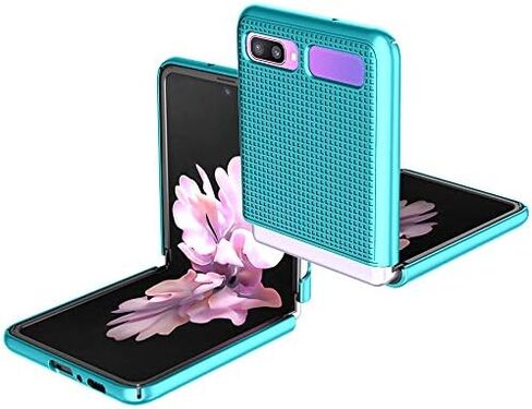 Nakedcellphone Case for Galaxy Z Flip, [Black] Protective Snap-On Cover [Grid Texture] for Samsung Galaxy Z Flip 5G Phone (SM-F700, SM-F707) 2020 in Saudi Arabia