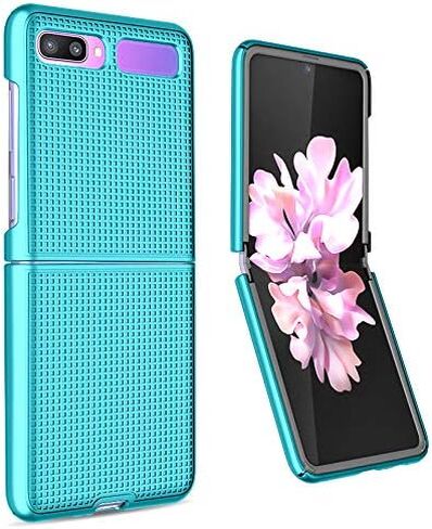 Nakedcellphone Case for Galaxy Z Flip, [Black] Protective Snap-On Cover [Grid Texture] for Samsung Galaxy Z Flip 5G Phone (SM-F700, SM-F707) 2020 in Saudi Arabia