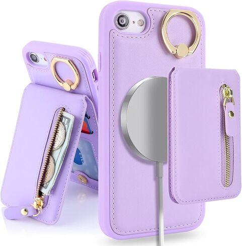 for iPhone 7 8 SE (2020) case with Card Holder,for iPhone 7 8 SE (2020) Phone Case Wallet for Women magsafe Compatible Wallet Detachable 2-in-1 for Men-White Leopard in Kuwait