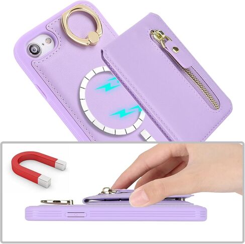 for iPhone 7 8 SE (2020) case with Card Holder,for iPhone 7 8 SE (2020) Phone Case Wallet for Women magsafe Compatible Wallet Detachable 2-in-1 for Men-White Leopard in Kuwait
