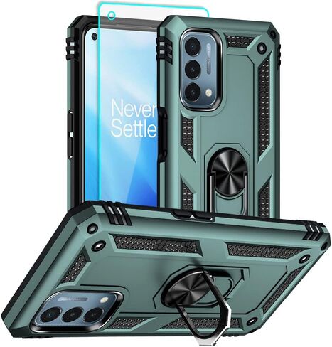 Aozuoton Oneplus Nord N200 5G Case: Military Grade 16ft Drop Tested, Ring Shockproof Protective Cover with HD Screen Protector, Blue in Kuwait