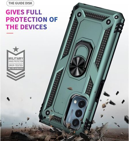 Aozuoton Oneplus Nord N200 5G Case: Military Grade 16ft Drop Tested, Ring Shockproof Protective Cover with HD Screen Protector, Blue in Kuwait