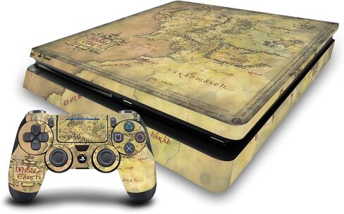 تصميمات حافظة الرأس مرخصة رسميًا من The Lord of The Rings The Fellowship of the Ring Map of the Middle Earth Graphic Art Vinyl Gaming Skin ملصق متوافق مع وحدة تحكم PS4 Slim وDualShock 4 in Kuwait