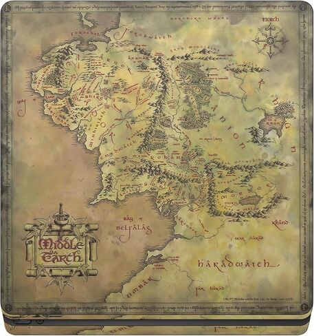 تصميمات حافظة الرأس مرخصة رسميًا من The Lord of The Rings The Fellowship of the Ring Map of the Middle Earth Graphic Art Vinyl Gaming Skin ملصق متوافق مع وحدة تحكم PS4 Slim وDualShock 4 in Kuwait