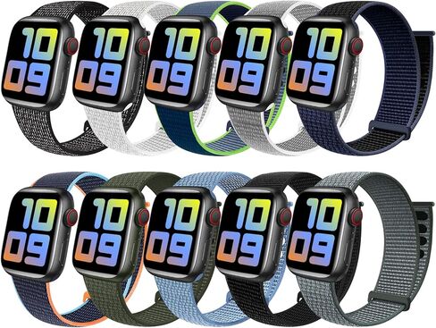 5 عبوات من سوار النايلون الرياضي من ENJINER متوافق مع ساعة Apple 38 مم 40 مم 41 مم 42 مم 44 مم 45 مم 49 مم Ultra 2 iWatch Series 9 8 7 6 SE 5 4 3 2 1، حزام معصم بديل مرن قابل للتمدد للرجال والنساء in Saudi Arabia