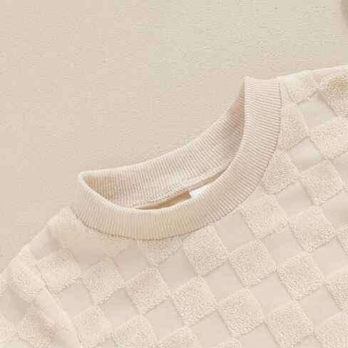 Newborn Baby Boys Girls Bubble Romper Cute Short Sleeve Crew Neck Checkerboard Bodysuit Infant Summer Playsuit in Kuwait