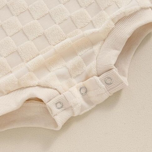 Newborn Baby Boys Girls Bubble Romper Cute Short Sleeve Crew Neck Checkerboard Bodysuit Infant Summer Playsuit in Kuwait