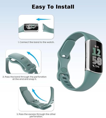 3 قطع من الأربطة الرفيعة المتوافقة مع Fitbit Charge 6/Charge 5 للنساء والرجال، سوار ساعة TPE ناعم وحزام بديل رفيع، أسود/أزرق داكن/رمادي صخري in Kuwait