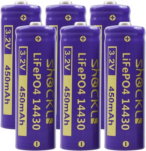 (2-Pack Shockli 14430 3.2V 450mAh LiFePO4 بطارية شمسية قابلة للشحن لإضاءة الحديقة الشمسية في الهواء الطلق 【أقصر من AA!】 in Saudi Arabia
